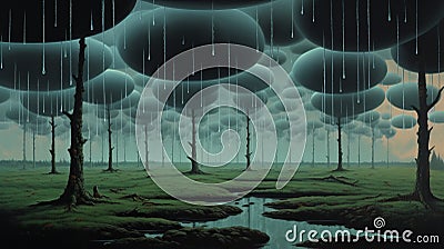 Realistic Surreal Acid Rain Background In Ultra Hd By Magritte Stock Photo