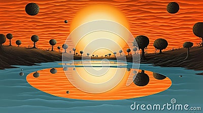 Realistic Surreal Solar Power Painting In Ultra Hd By Magritte Stock Photo