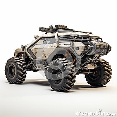 Realistic Suv Model With Dirty Wheels: Paris Dakar Meets Dieter Rams Style Stock Photo