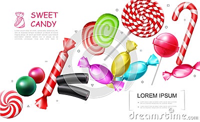 Realistic Sweet Candies Collection Vector Illustration