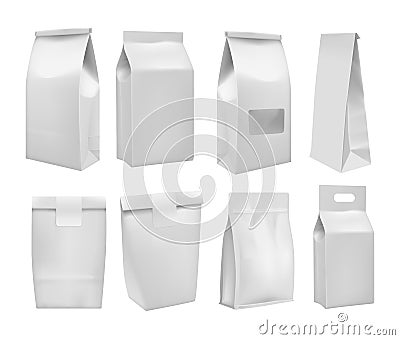 Realistic take away food box mock up set Vector Illustration