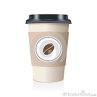 Realistic take away paper coffee cup. Vector illustration. Vector Illustration