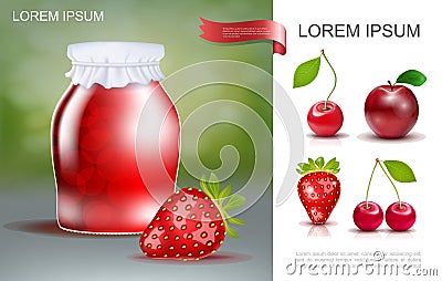 Realistic Tasty Berry Jam Template Vector Illustration