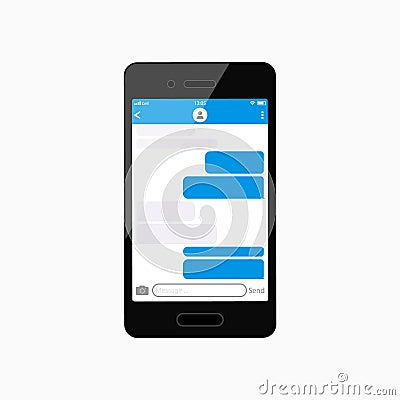 Realistic telephone icon with empty text message boxes. Bubbles message box for messenger. Vector Vector Illustration