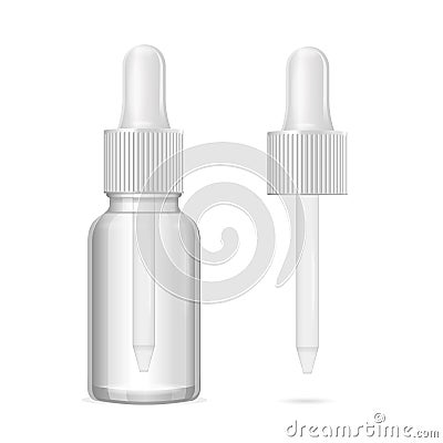 Realistic Template Blank Bottle and Dropper Medicine. Vector Vector Illustration