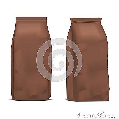 Realistic Template Blank Brown Coffee Pack. Vector Vector Illustration