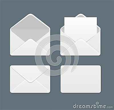 Realistic Template Blank Mail Envelope Set. Vector Vector Illustration