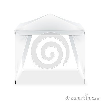 Realistic Template Blank White Folding Tent. Vector Vector Illustration