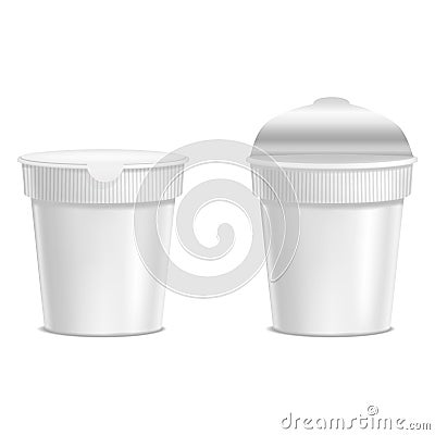 Realistic Template Blank White Noodle Pack. Vector Vector Illustration