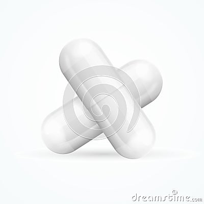 Realistic Template Blank White Pills Capsules Isolated. Vector Vector Illustration