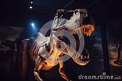 Realistic terrifying Tyrannosaurus Rex coming to life Stock Photo