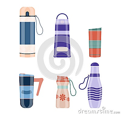 Realistic thermos drink. Vector Illustration