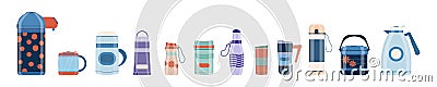 Realistic thermos drink. Vector Illustration