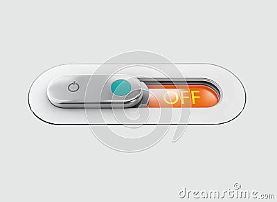 Realistic toggle switch. Gray switche with backlight, off position. 3d illustration Cartoon Illustration