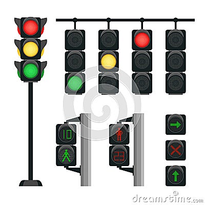 Realistic traffic lights Vector Illustration