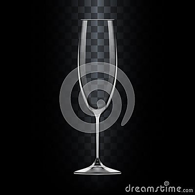 Realistic Transparent Champagne Glass Vector Illustration