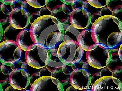 Transparent soap bubbles with rainbow reflection set isolated design elements. Vector Illustration