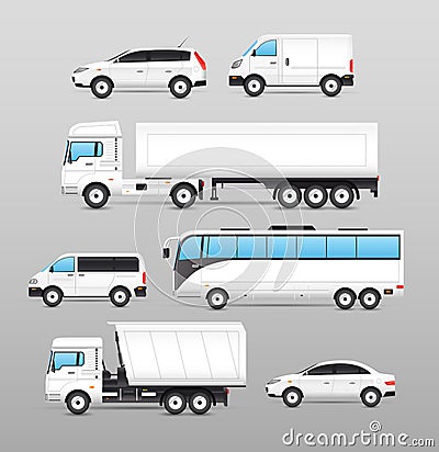 Realistic Transport Icons Set Vector Illustration