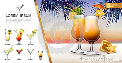 Realistic Tropical Party Concept Vector Illustration