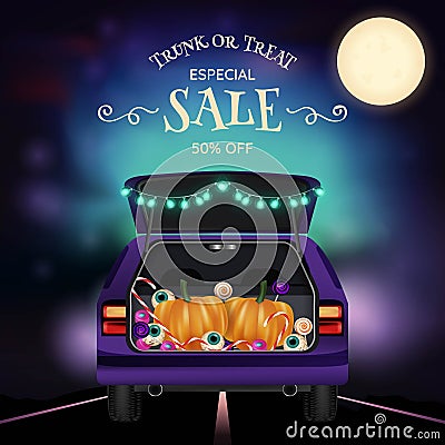 realistic trunk treat sale vector design Vector Illustration