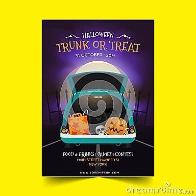 realistic trunk treat vertical poster template vector design Vector Illustration