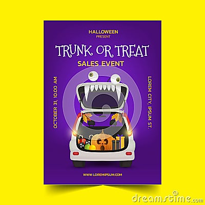 realistic trunk treat vertical poster template vector design Vector Illustration