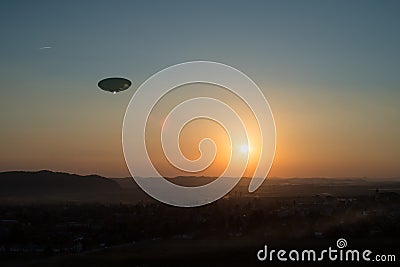 Realistic UFO Sighting Stock Photo