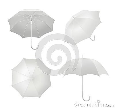 Realistic umbrellas. Rain protection symbol umbrella in various view points vector blank template Vector Illustration