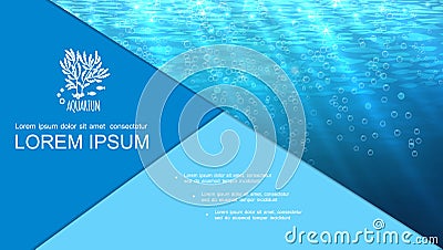 Realistic Underwater Blue Clean Background Vector Illustration