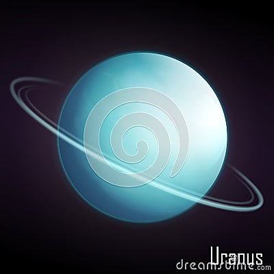 Realistic Uranus planet Isolated on dark background. Vector Vector Illustration