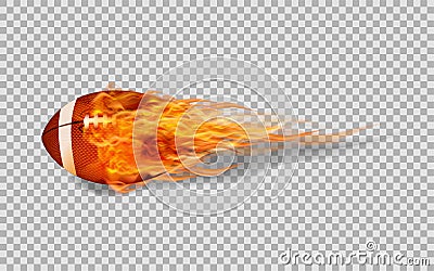 Realistic vector American football in fire Vector Illustration