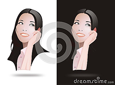 Realistic vector asia women Stock Photo