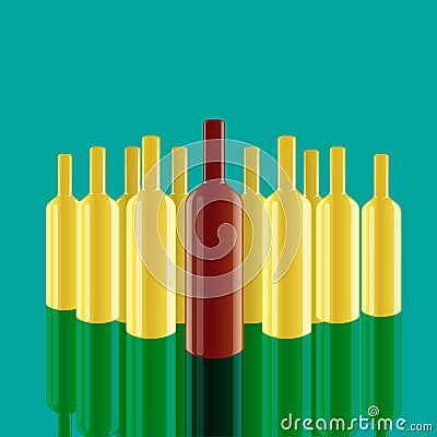 Realistic vector bottles with green background. Vector Illustration