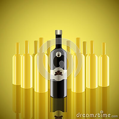 Realistic vector bottles with yellow background. Vector Illustration