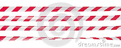 Realistic vector crime tape with white and red stripes. Warning ribbon. Vector Illustration