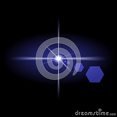 Realistic vector glowing lens flare light effect. Vector Illustration