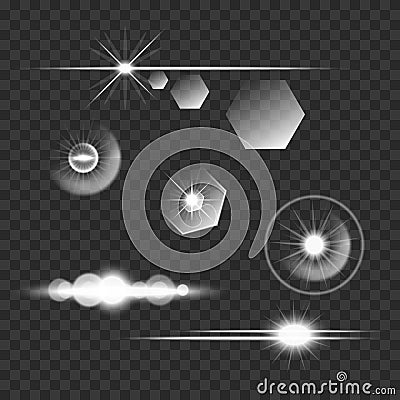 Realistic vector glowing lens flare light effect Vector Illustration