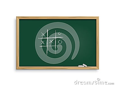 Tic tac toe game chalk hand drawing on blackboard Vector Illustration