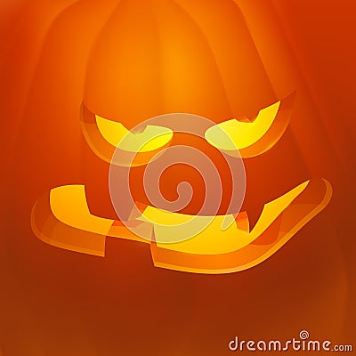 Realistic vector Halloween pumpkin with candle inside. Evil Halloween Pumpkin Cartoon Emoji Face Character. Vector Illustration