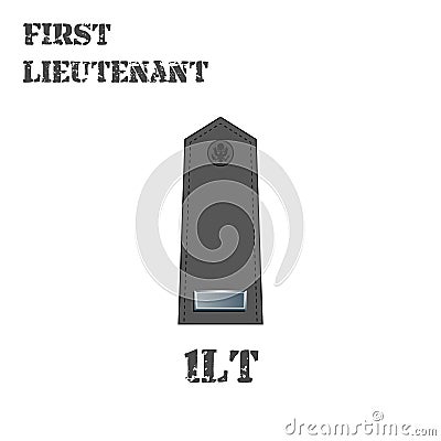Realistic vector icon of the chevron of the First lieutenant of the US Army. Description and abbreviated name Vector Illustration