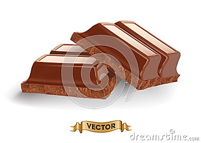 Realistic vector illustration of broken chocolate bar Vector Illustration