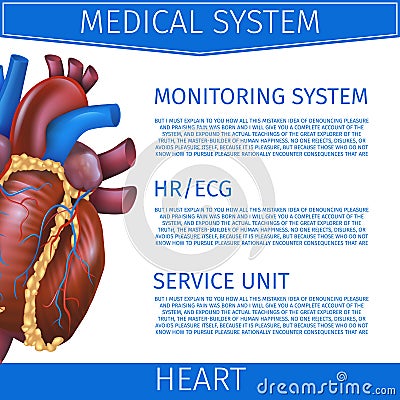 Realistic Vector Illustration Medical System Heart Vector Illustration