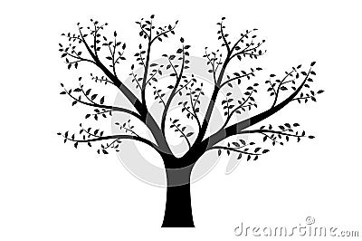 Realistic vector illustration of tree with branches and leaves, isolated Vector Illustration