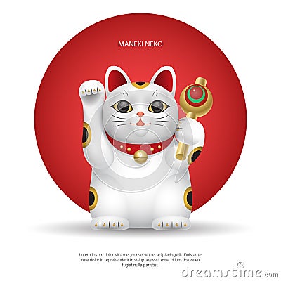 Maneki-neko, lucky japan cat Vector Illustration