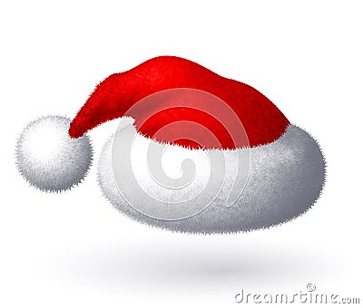 Realistic vector Santa hat isolated on white background Vector Illustration