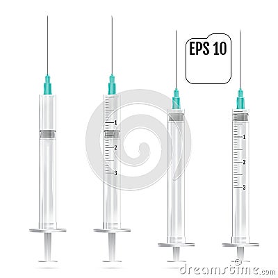 Realistic vector syringes isolated on white background Vector Illustration