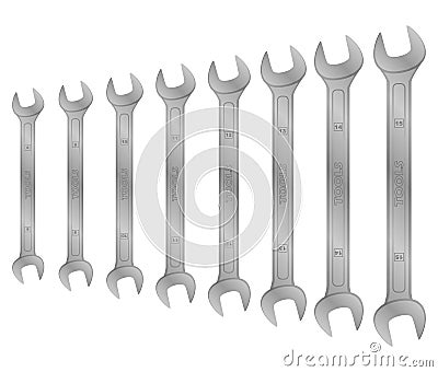 Realistic vector tool. wrench set Vector Illustration