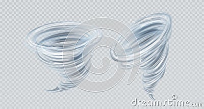 Realistic vector tornado swirl isolated on gray background. Real transparency effect. Vector illustration Vector Illustration