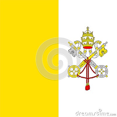 Realistic vector Vatican flag. Auxiliary sovereign territory of the Holy See, the seat of the highest spiritual Vector Illustration