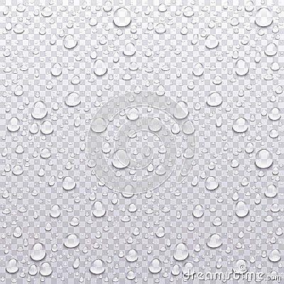 Realistic vector water drops transparent background. Clean drop condensation illustration Vector Illustration